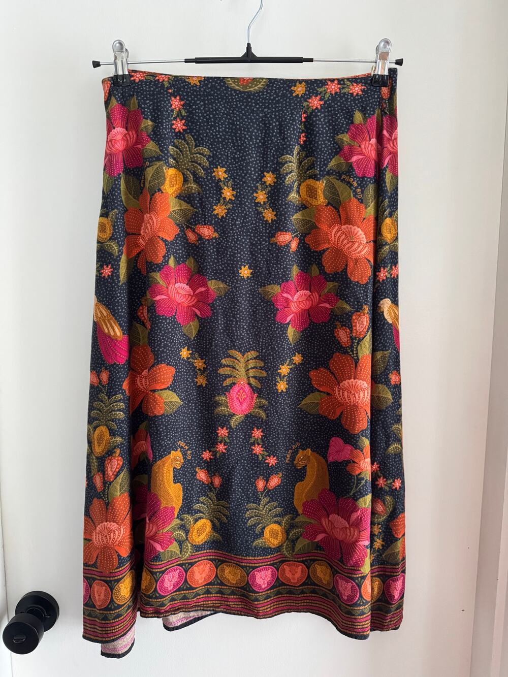 FARM RIO for Anthropologie floral & jaguar skirt - MED